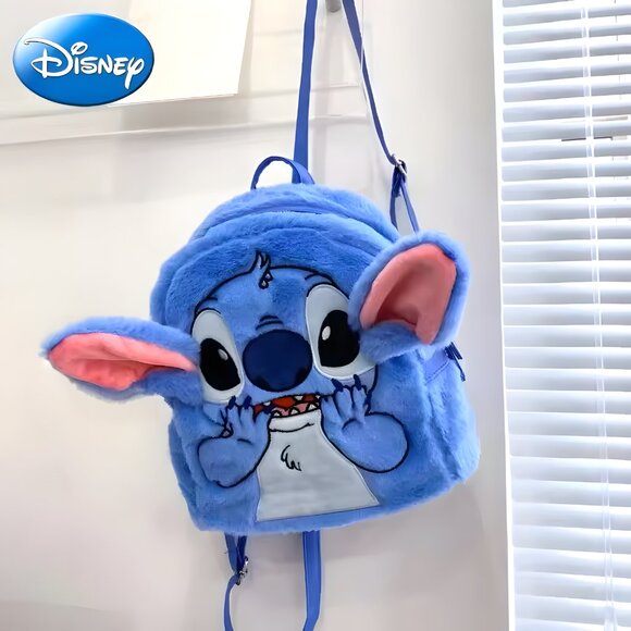 Stitch Plush Backpack Adjustable Straps Zipper Disney Cartoon Embroidery NEW - Picture 7 of 7
